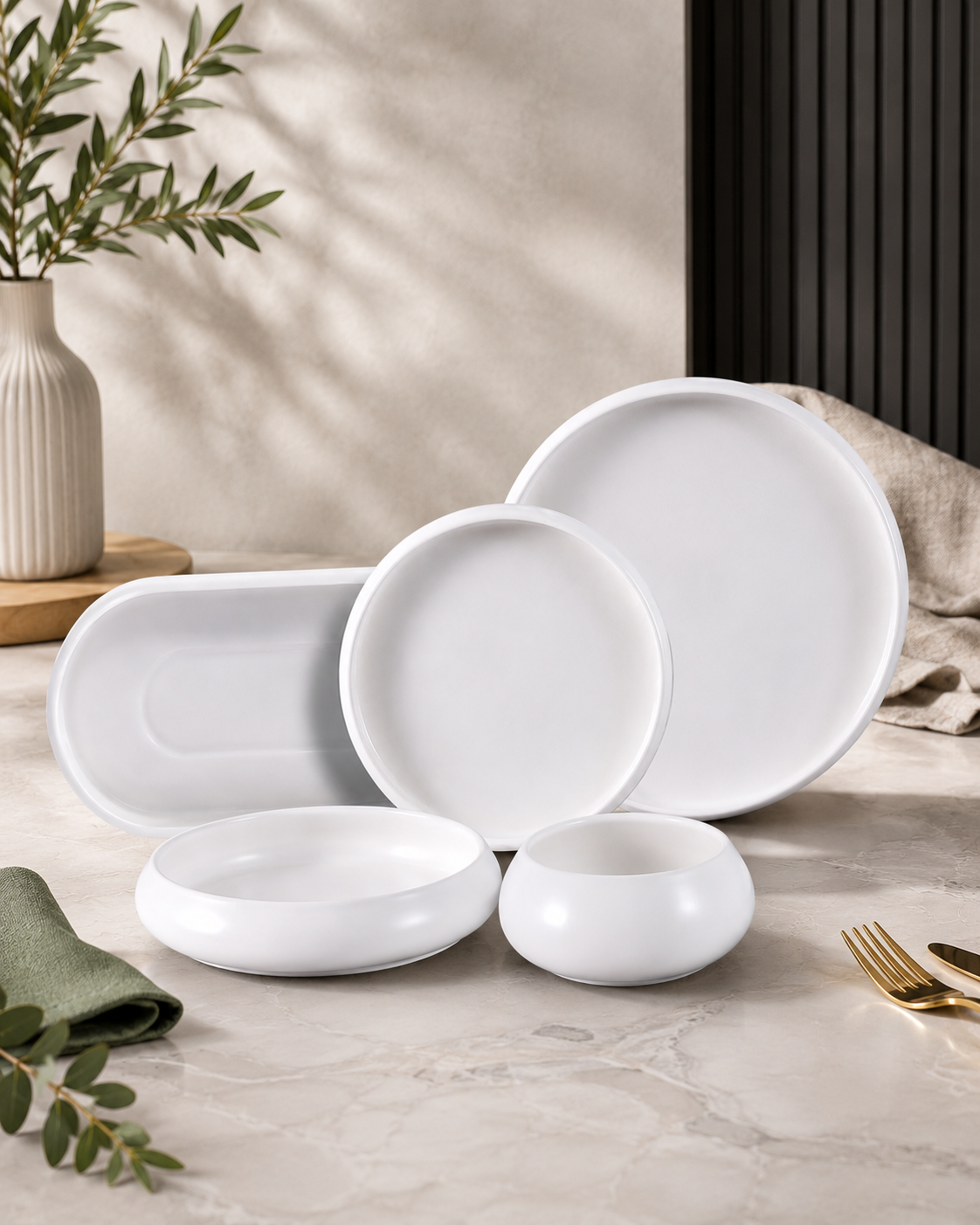 Bricard Bondy Porzellan-Essgeschirr-Set, 25-teilig, für 6 Personen