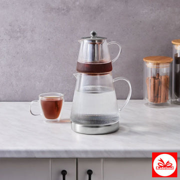Karaca Keops XL Glazen Theepot (2,0L+0,8L) / Teapot / Cam Caydanlik