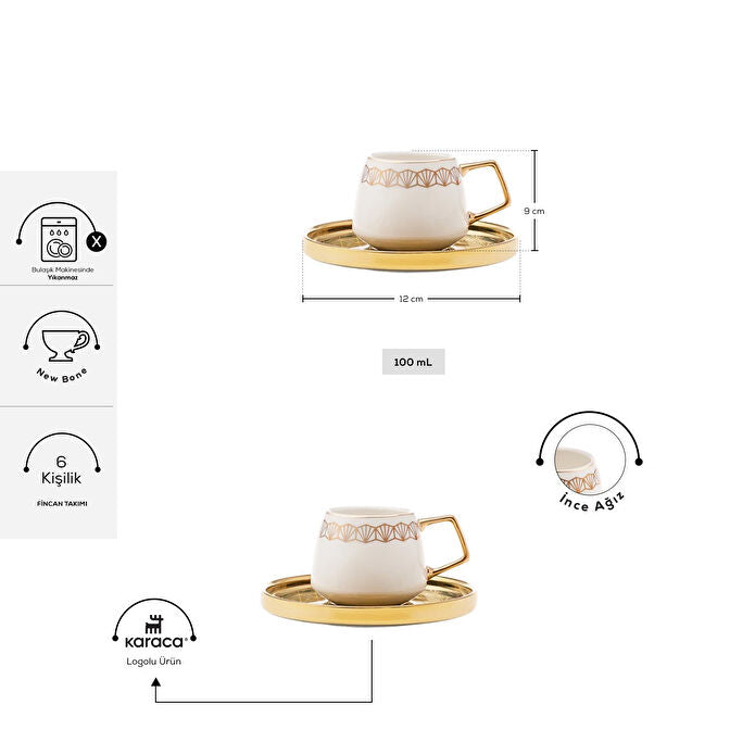 Karaca Verde koffieservies voor 6 personen, 100 ml