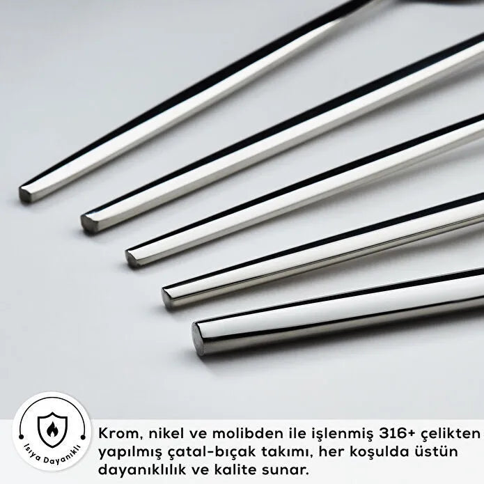 Karaca 316 Premium Mild Platin 12 Kişilik 84 Parça Çatal Kaşık Bıçak Takımı