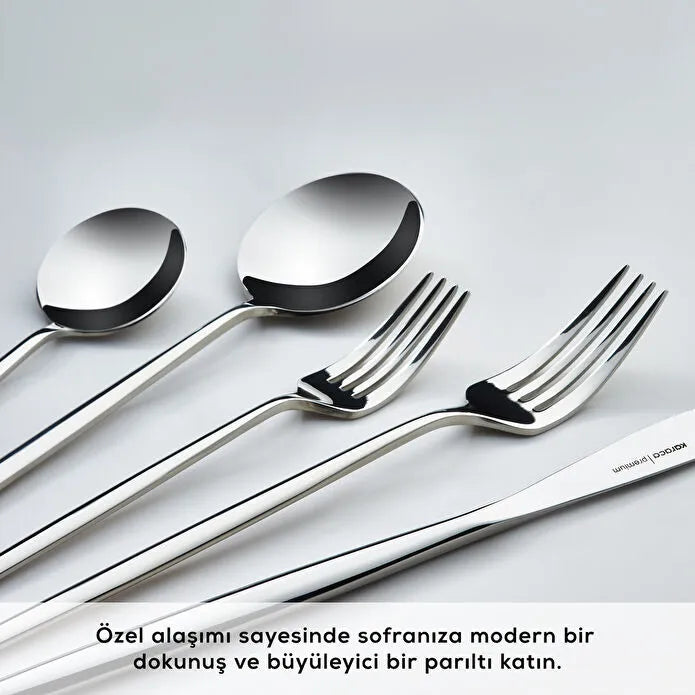 Karaca 316 Premium Mild Platin 12 Kişilik 84 Parça Çatal Kaşık Bıçak Takımı