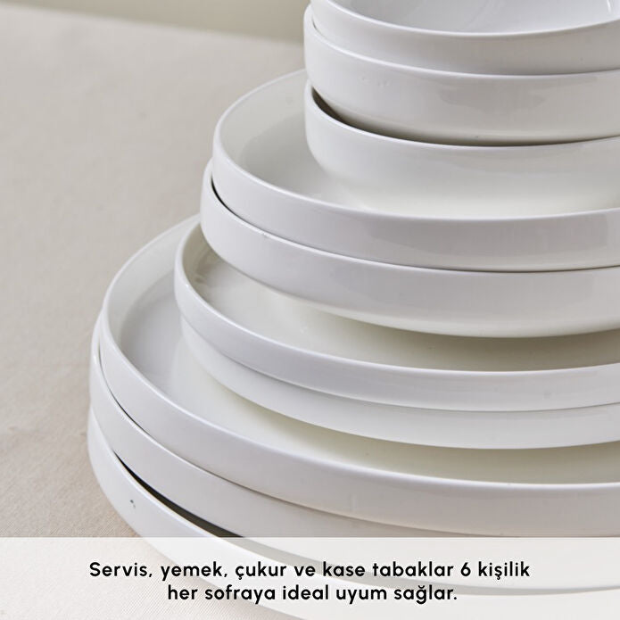 Karaca Stream Bone Saturn 24 Parça 6 Kişilik Yemek Takımı Beyaz