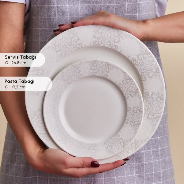 Karaca Forever Bone China New Olio 12 Kişilik 53 Parça Yemek Takımı, Beyaz