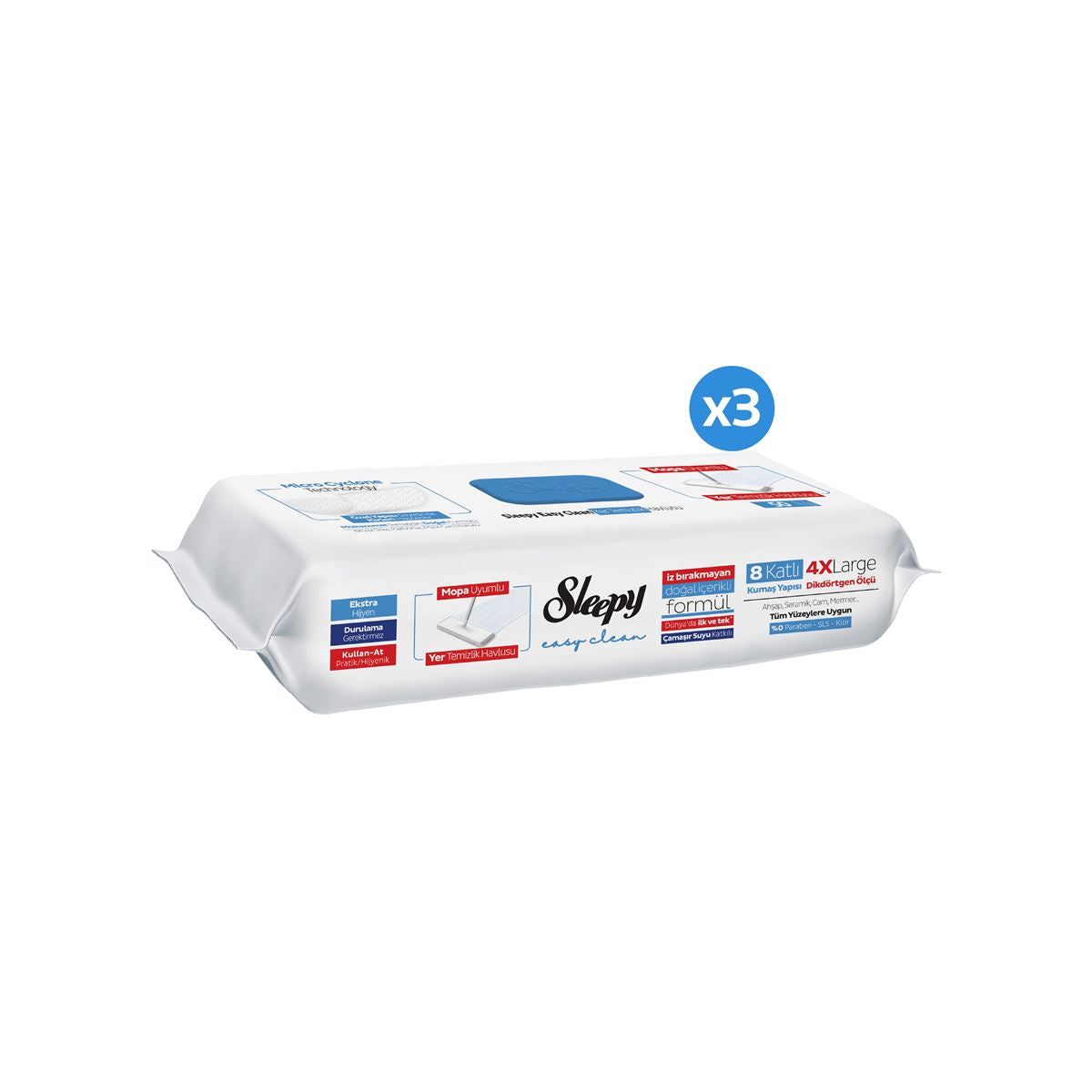 Sleepy Easy Clean: salviette e panni per la pulizia dei pavimenti compatibili con il mocio, con aggiunta di candeggina, 3x50 (150 fogli)