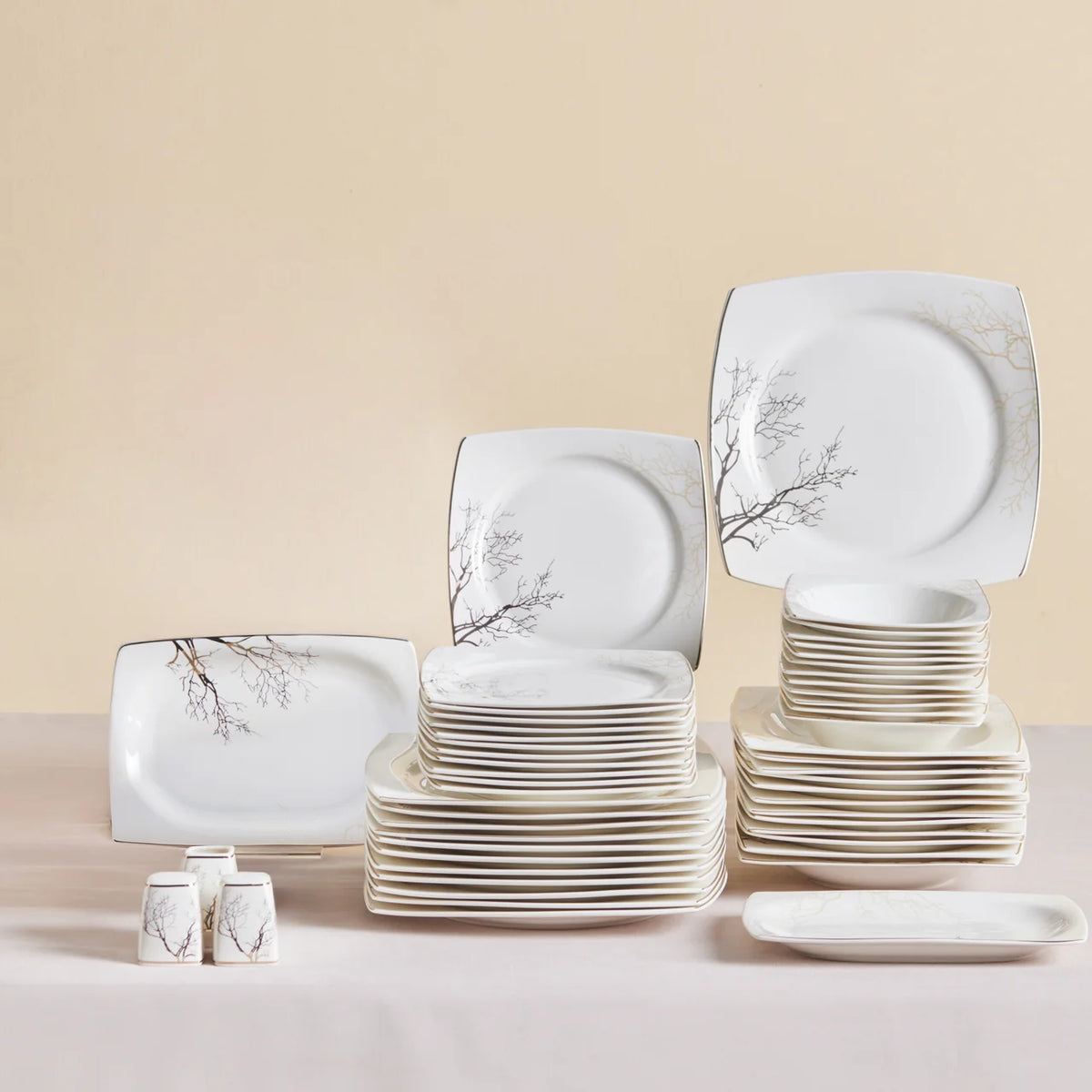 Karaca Square Bone China Autumn 53 Parça 12 Kişilik Yemek Takımı