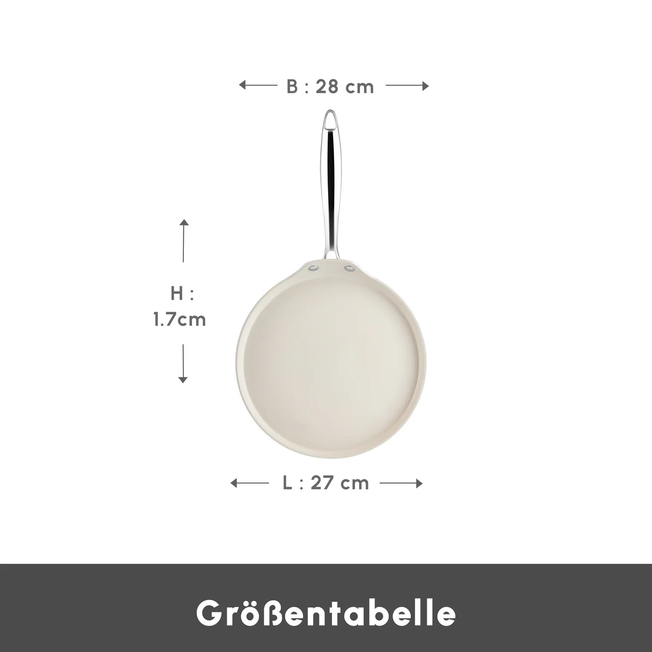 Karaca Swiss Crystal Almond Cream Crêpes-Pfanne mit Edelstahlgriff, 28 cm