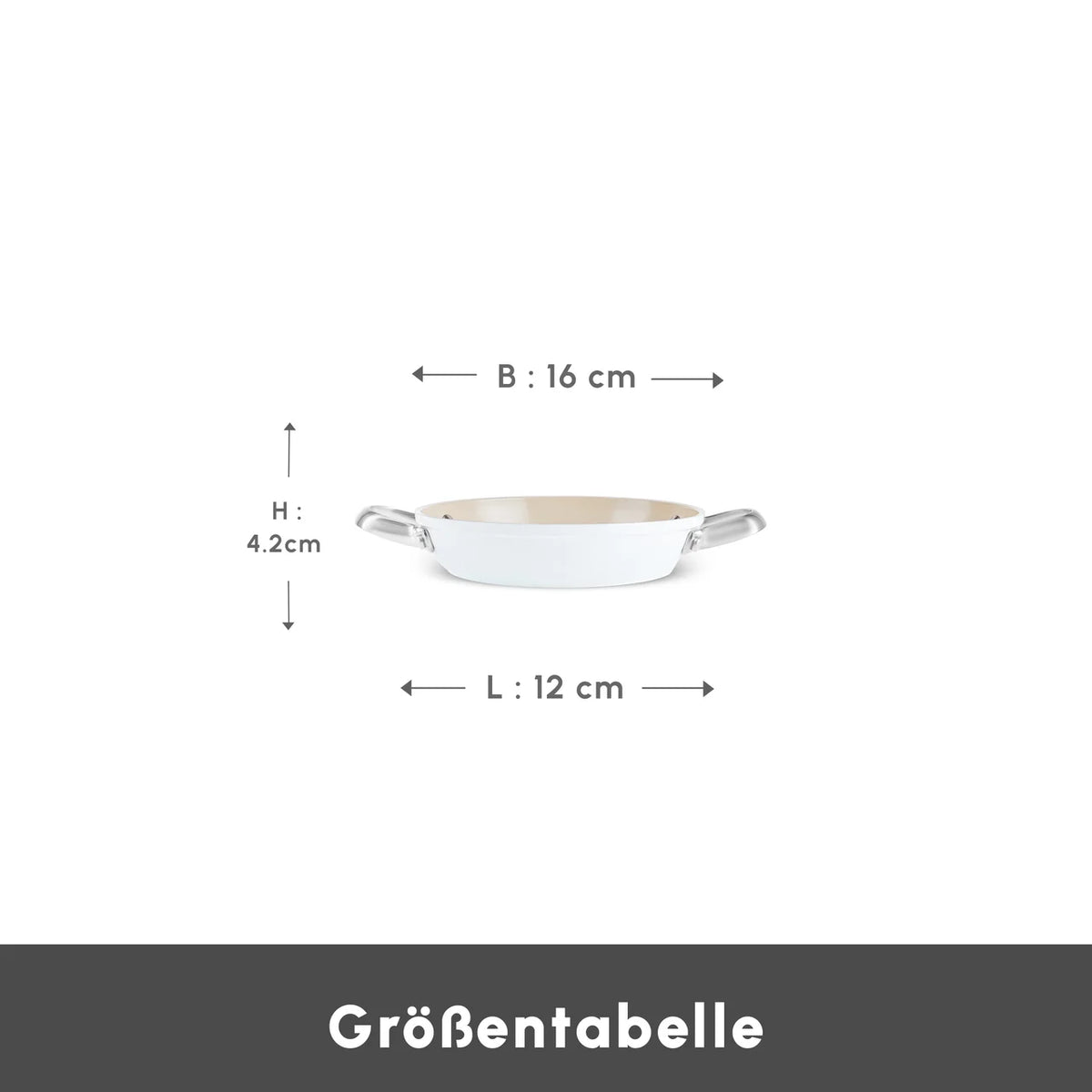 Karaca Swiss Crystal Almond Cream pan met platte handgreep, 16 cm
