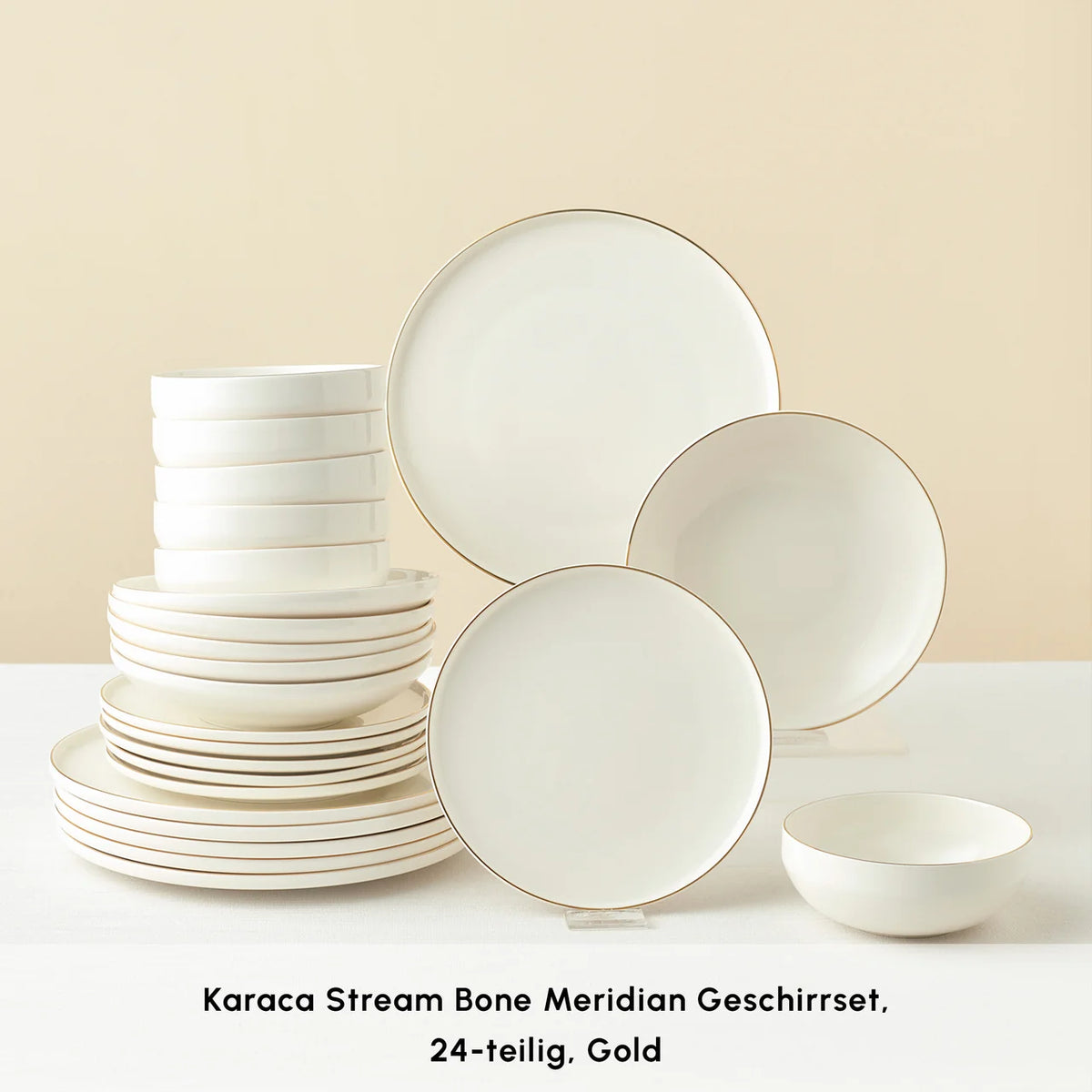 Karaca Stream Bone Meridian servies voor 6 personen, 24-delig, goudkleurig