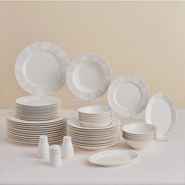 Karaca Forever Bone China New Olio 12 Kişilik 53 Parça Yemek Takımı, Beyaz
