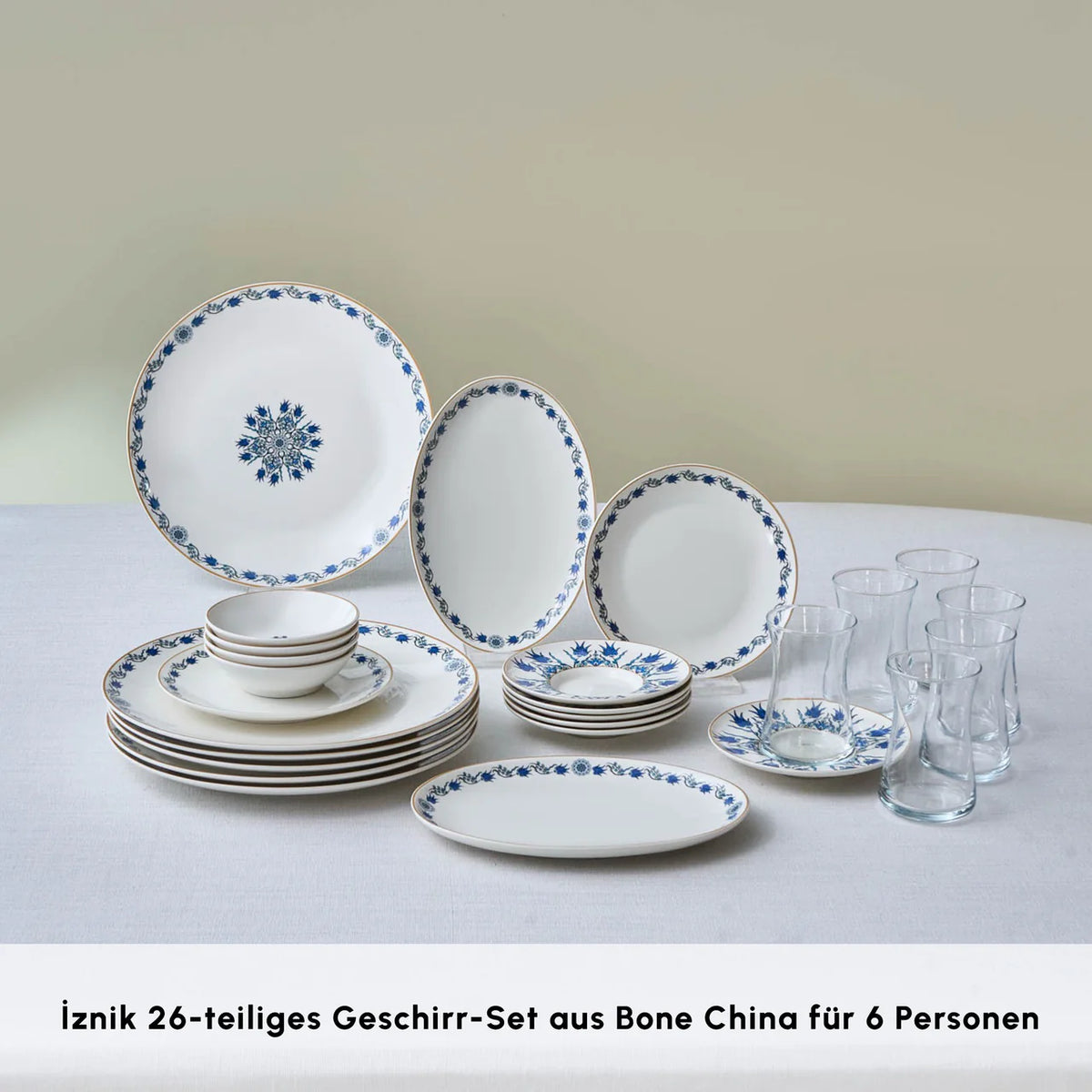 Karaca Bone China İznik 26-teiliges Geschirrset, für 6 Personen, bunt – Kadoland Home