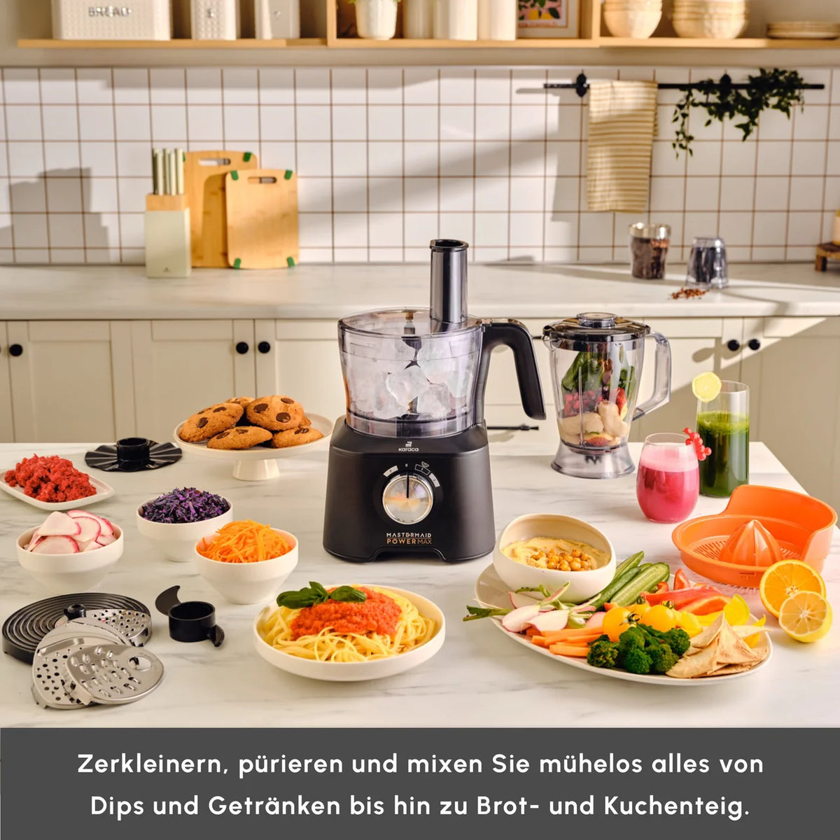 Karaca Mastermaid Power Max 11 in 1 Mutfak Robotu, Mat Siyah Gümüş, 2500 W