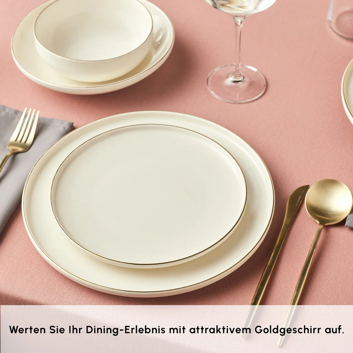Karaca Stream Bone Meridian servies voor 6 personen, 24-delig, goudkleurig