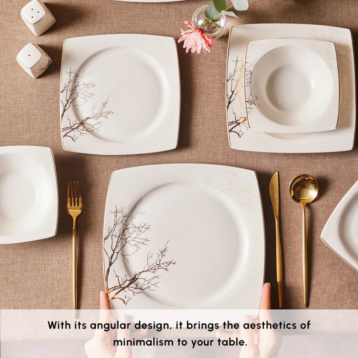 Karaca Square Bone China Autumn 53 Parça 12 Kişilik Yemek Takımı