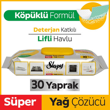 Sleepy Easy Clean Süper Yağ Çözücü Yüzey Temizlik Havlusu&Mendili 30 Yaprak