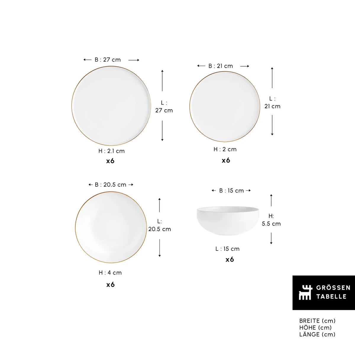 Karaca Stream Bone Meridian servies voor 6 personen, 24-delig, goudkleurig