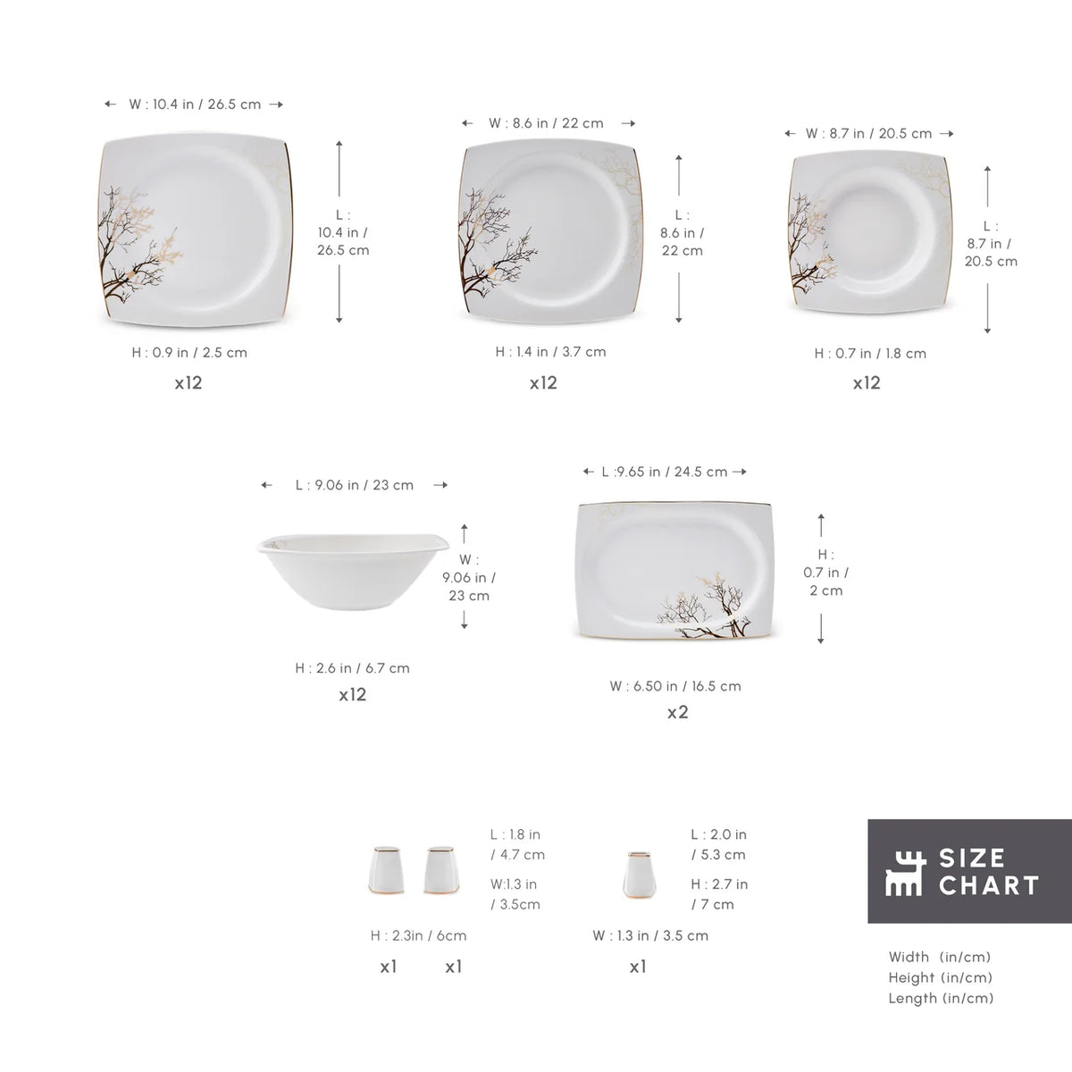 Karaca Square Bone China Autumn 53 Parça 12 Kişilik Yemek Takımı