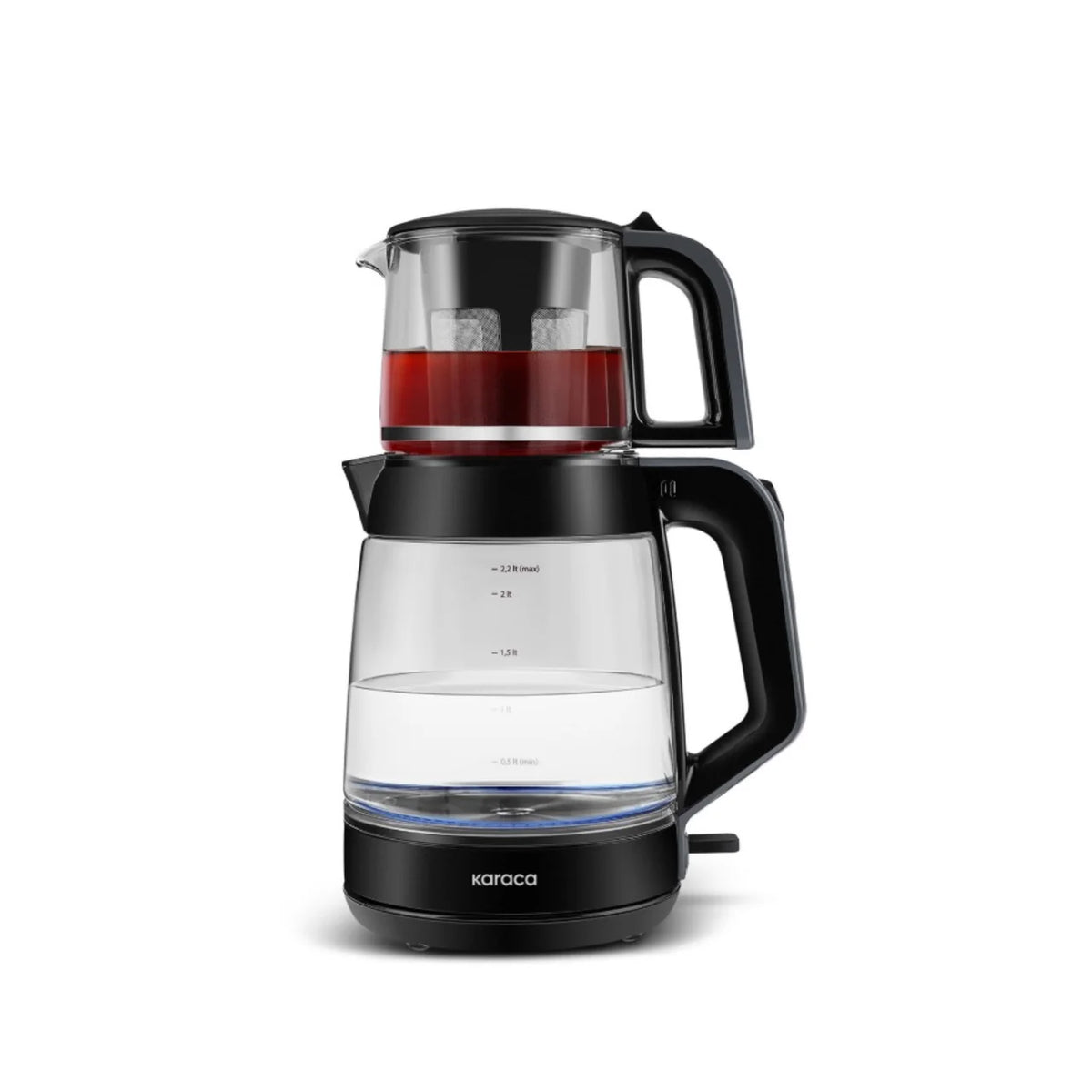 Karaca Glass Tea XL 2 in 1 Cam Çay Makinesi Shiny Black