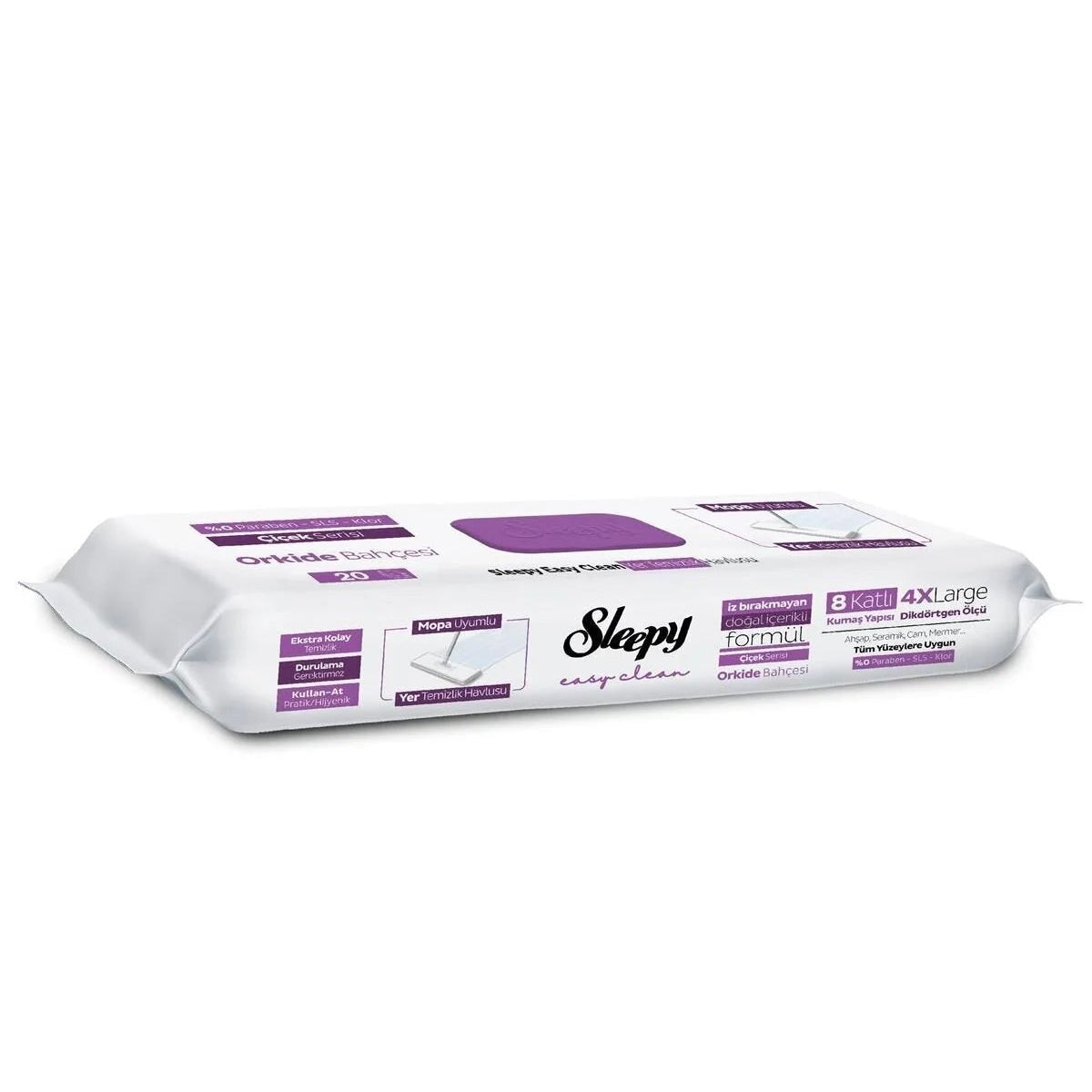 Sleepy Easy Clean Orkide Bahçesi Mopa Uyumlu Yer Temizlik Havlusu&Mendili 20 Yaprak 3 Paket 3x20