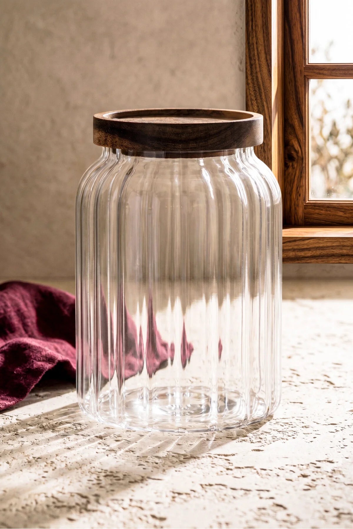 Bavary Space pot van borosilicaatglas met bamboe deksel, 1250 ml