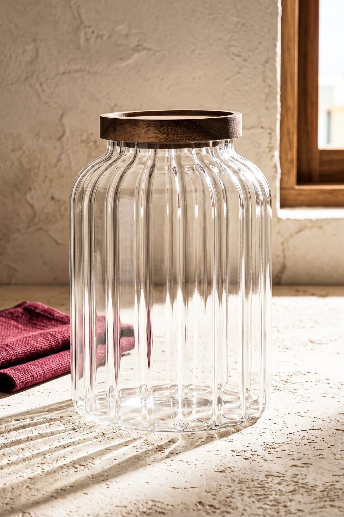 Bavary Space Borosilikat Cam Bambu Kapaklı Kavanoz 1800 ml