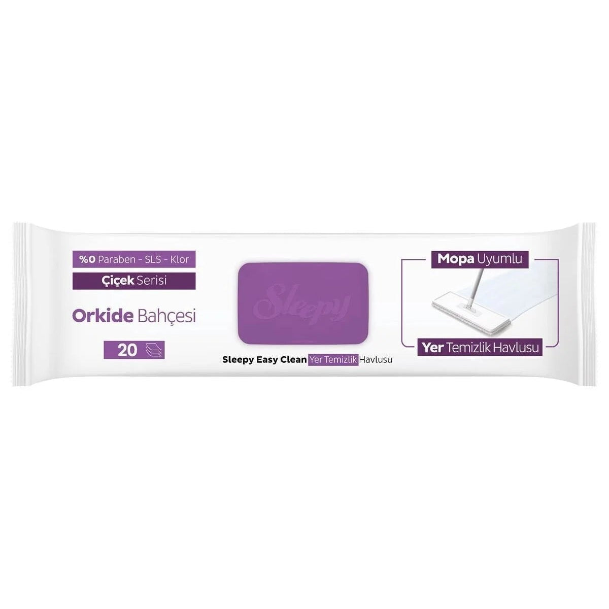 Sleepy Easy Clean Orkide Bahçesi Mopa Uyumlu Yer Temizlik Havlusu&Mendili 20 Yaprak 3 Paket 3x20