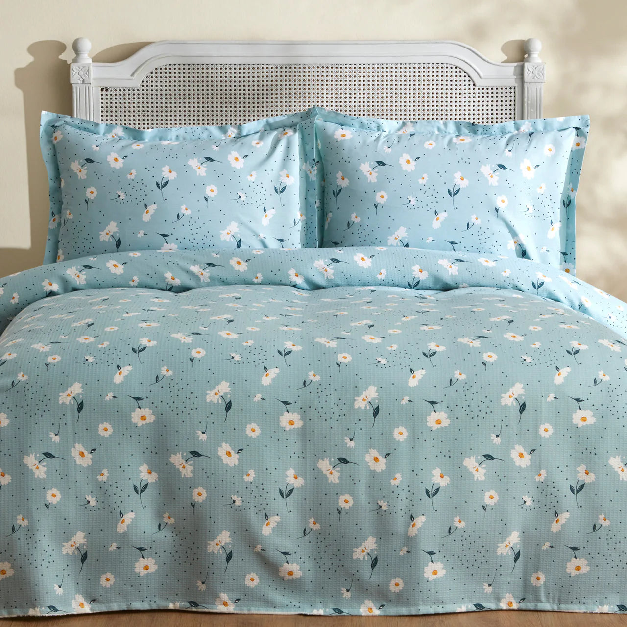 Ensemble de couette double Karaca Home Daisy 100 % coton, couleur Mint PP