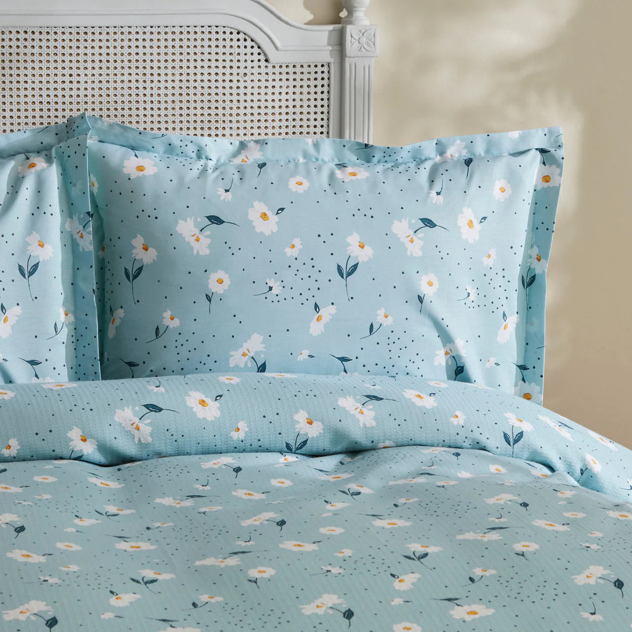 Ensemble de couette double Karaca Home Daisy 100 % coton, couleur Mint PP