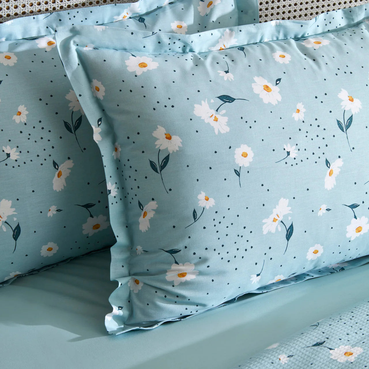 Ensemble de couette double Karaca Home Daisy 100 % coton, couleur Mint PP
