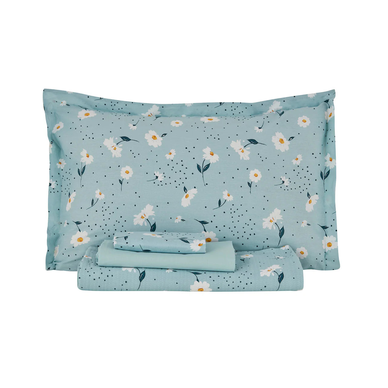Ensemble de couette double Karaca Home Daisy 100 % coton, couleur Mint PP