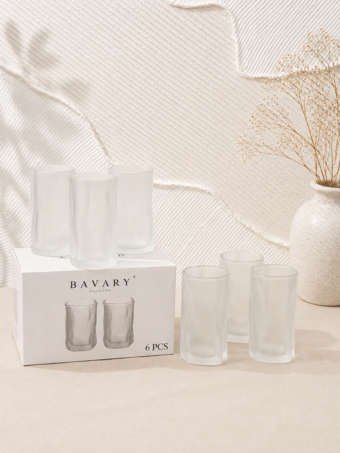 Bavary-set met glazen met ijsmotief, lang model