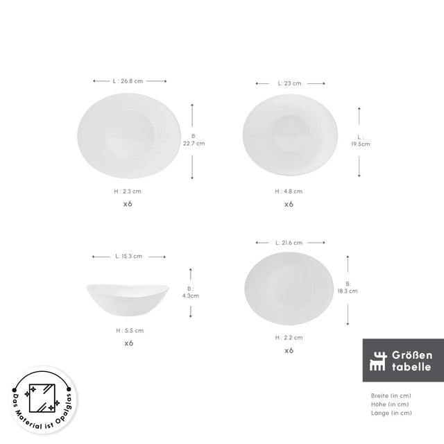 Servizio da tavola Karaca White Pure da 24 pezzi | Per 6 persone