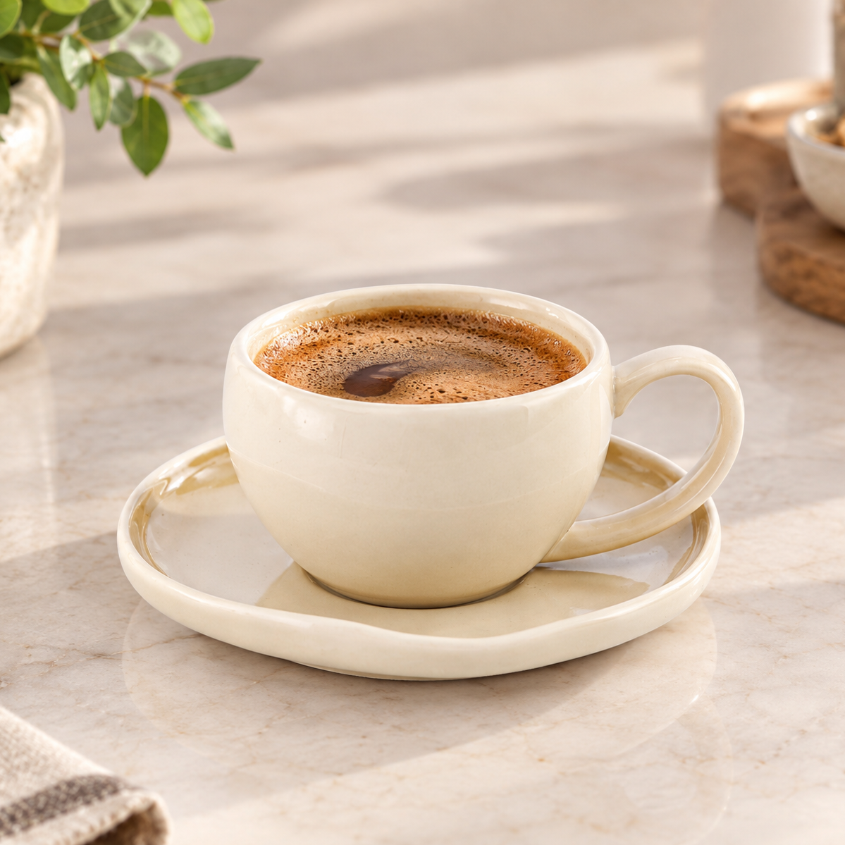 Service de tasses à café turc et à expresso Bricard Barles, 12 pièces, couleur taupe, 90 ml