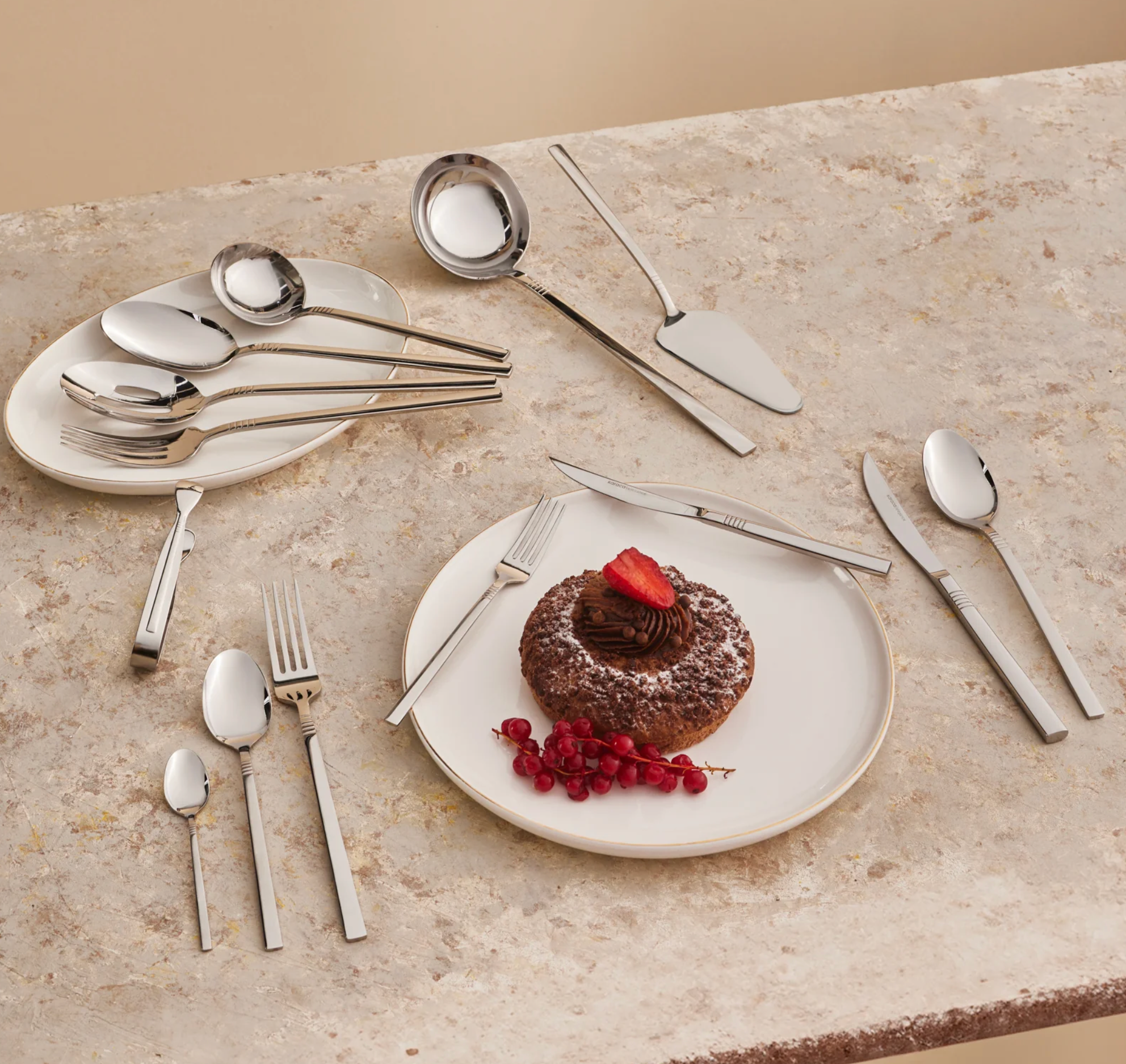 Karaca Nil Elegance Besteckset für 12 Personen, 91-teilig, Silber