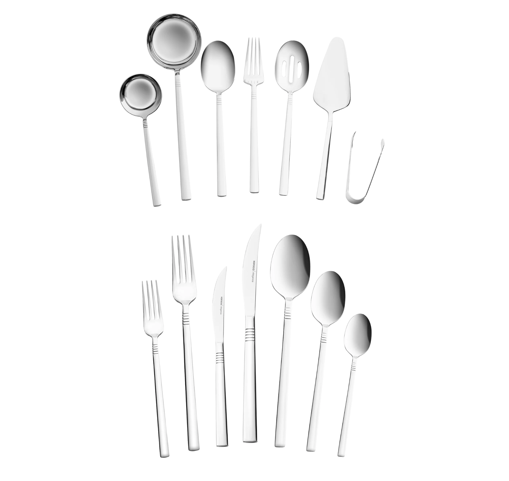 Karaca Nil Elegance Besteckset für 12 Personen, 91-teilig, Silber