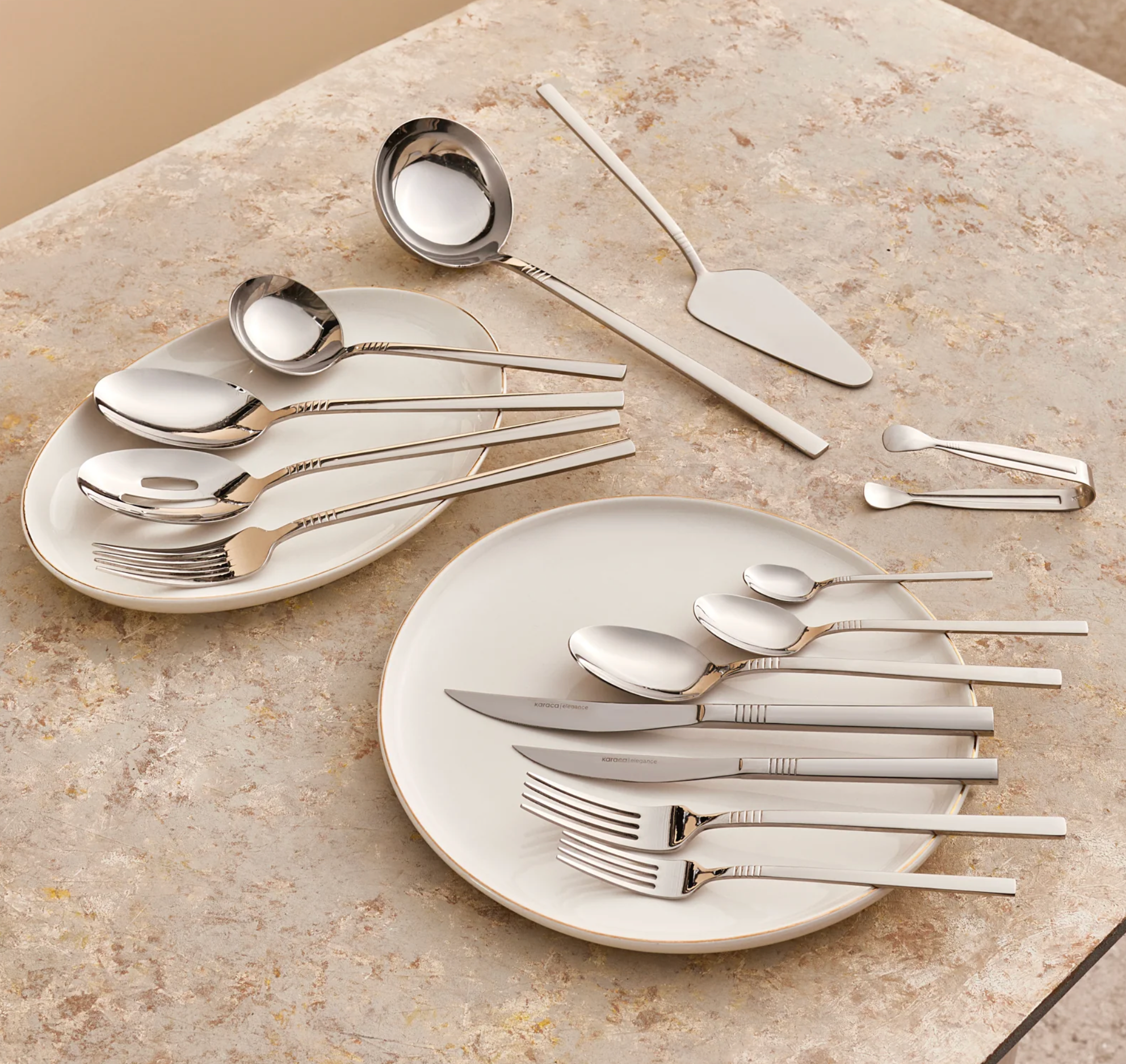 Karaca Nil Elegance Besteckset für 12 Personen, 91-teilig, Silber