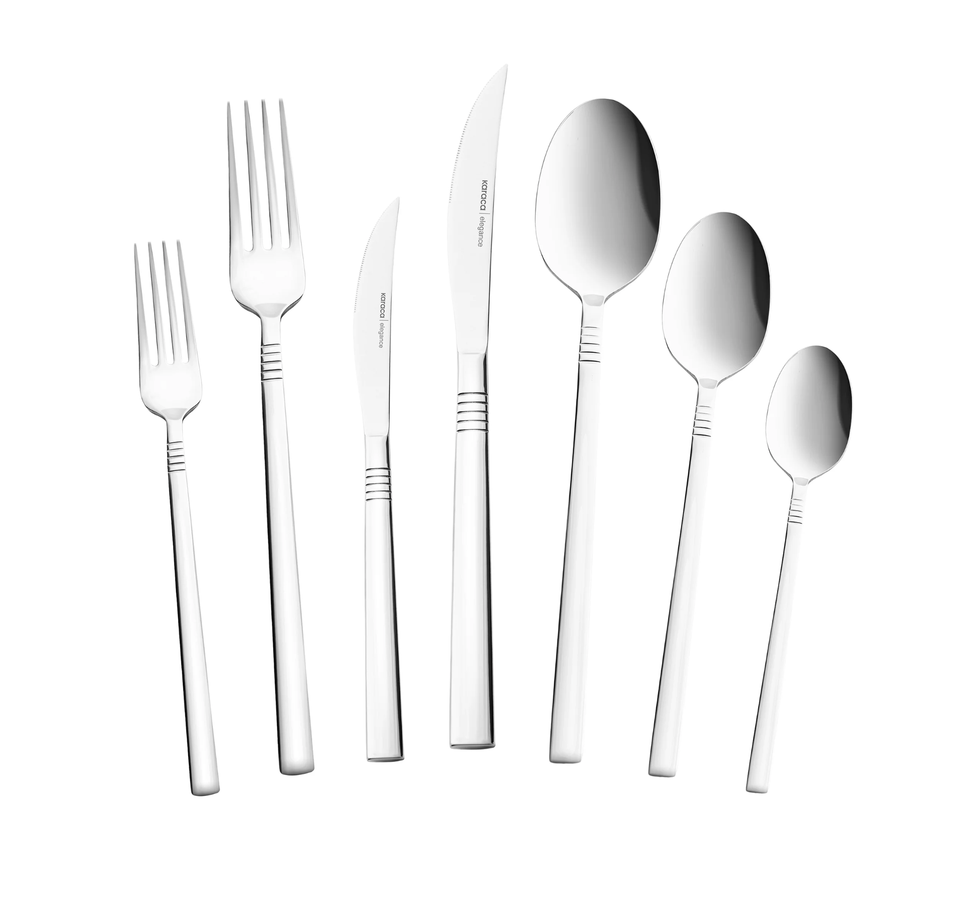 Karaca Nil Elegance Besteckset für 12 Personen, 91-teilig, Silber