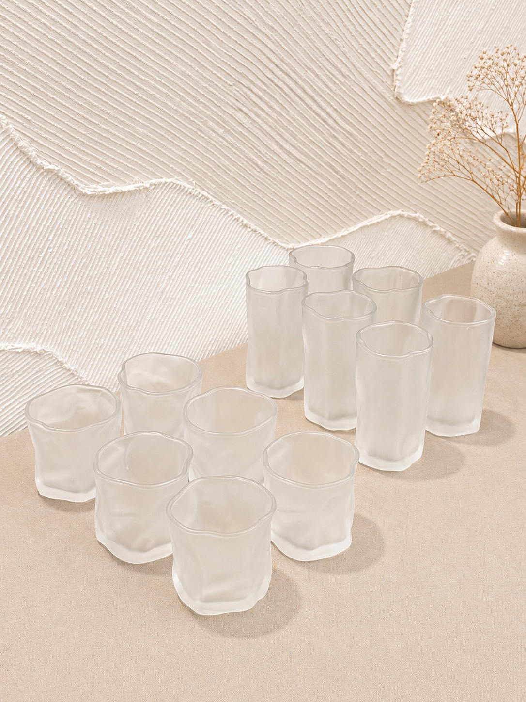 Bavary-set met glazen met ijsmotief, kort model