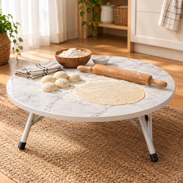 Marble-Look Folding Dining Table, 70 cm