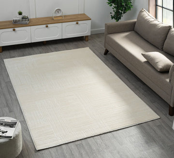 Kadoland Elyse D474A Krem Geometrik Desenli Halı - ürün görseli 1