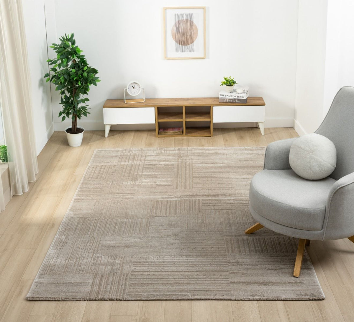 Kadoland Elyse D474A Vizon Geometrik Desenli Halı - ürün görseli 1