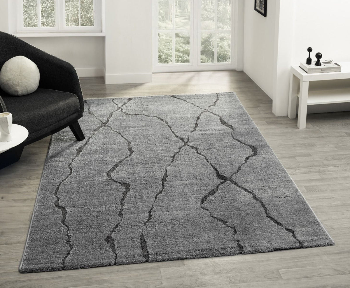 Kadoland Luna D320A Gri Dalga Desenli Halı - ürün görseli 1