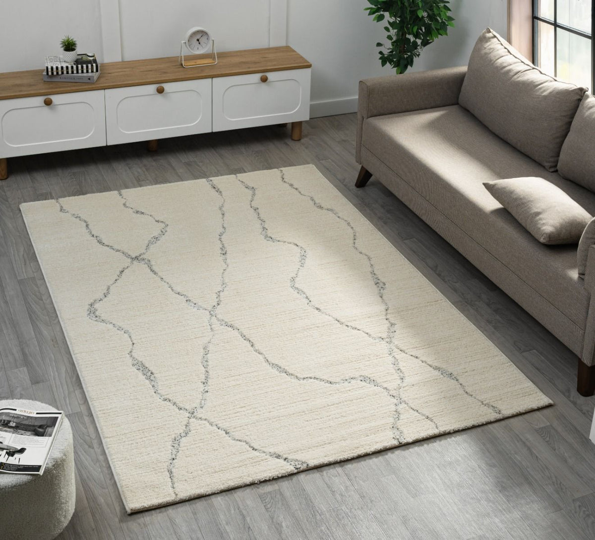 Kadoland Luna D320A Krem Dalga Desenli Halı - ürün görseli 1