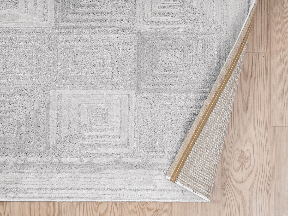 Kadoland Liva D761A Açık Gri Geometrik Desenli Halı - ürün görseli 5