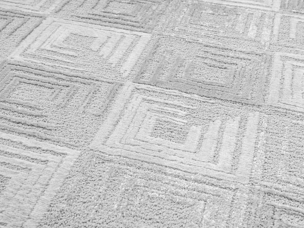 Kadoland Liva D761A Açık Gri Geometrik Desenli Halı - ürün görseli 6
