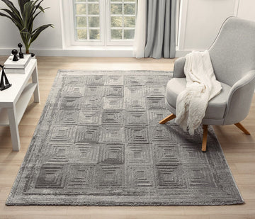 Kadoland Liva D761A Gri Geometrik Desenli Halı - ürün görseli 1