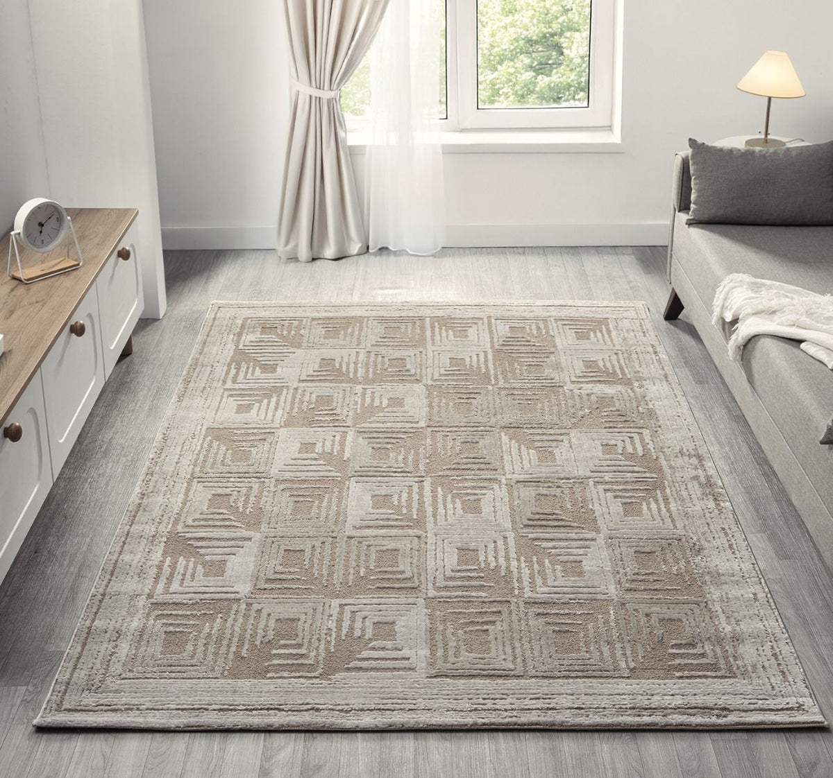 Kadoland Liva D761A Vizon Geometrik Desenli Halı - ürün görseli 1