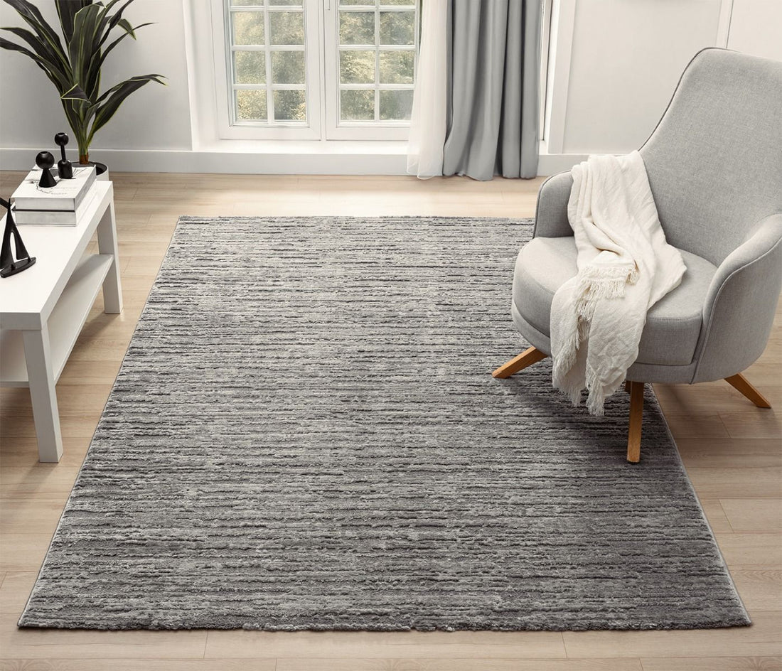 Kadoland Liva D931A grijs tapijt met horizontale strepen - productafbeelding 1