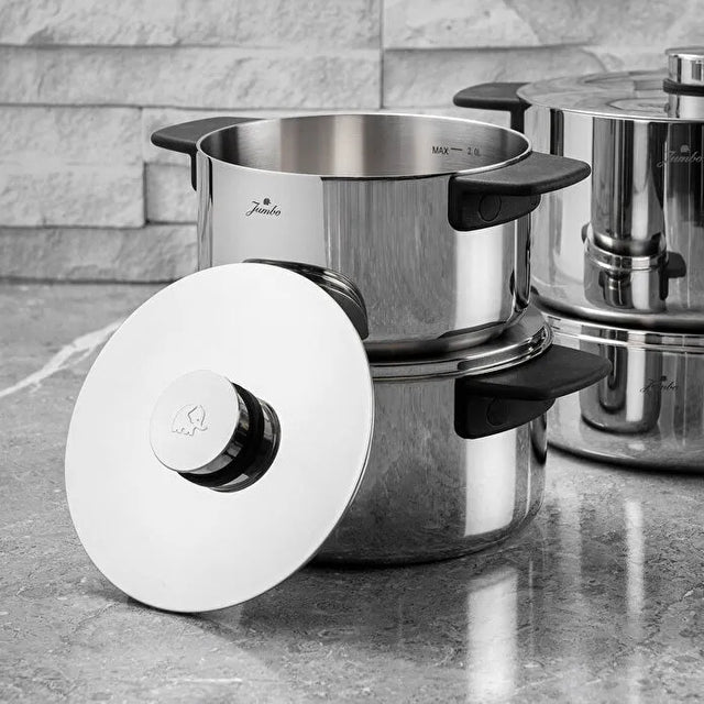 Jumbo Infinity 3PLY 8 Parça İndüksiyon Tabanlı Çelik Tencere Seti