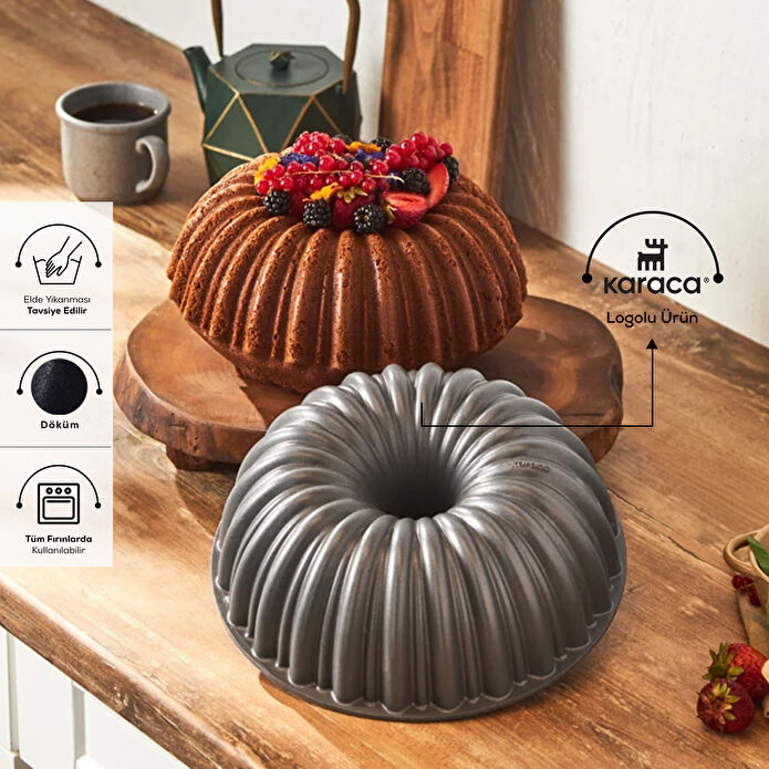 Karaca Cake Pro Dilimli Antrasit Döküm Kek Kalıbı.