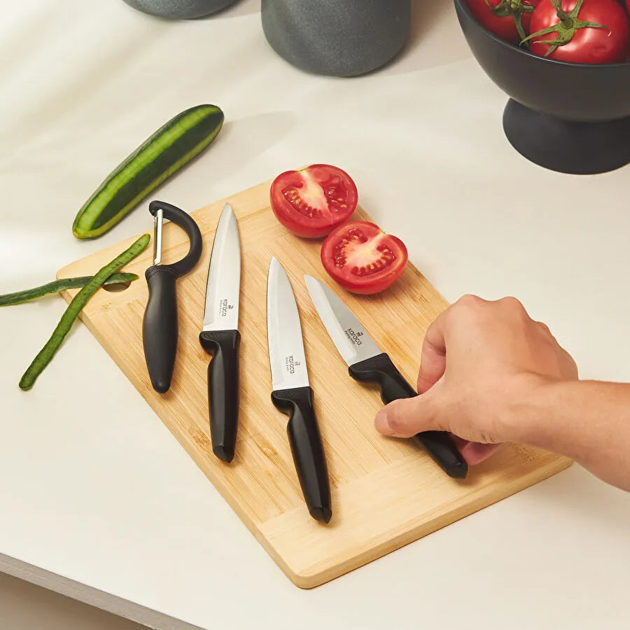 DR Inox Peel Set BLACK/4 Parça Bıçak Seti Siyah